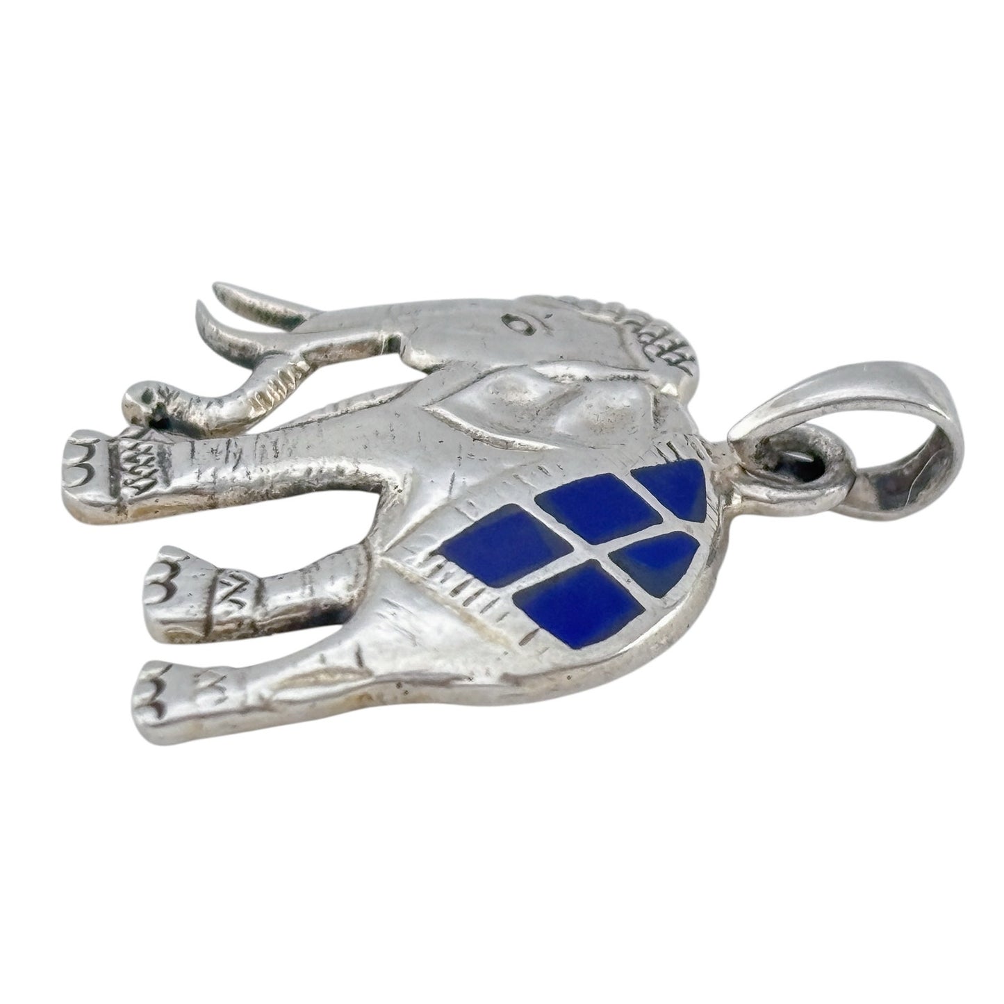 Vintage Sterling Silver 925 Lapis Lazuli Elephant Pendant