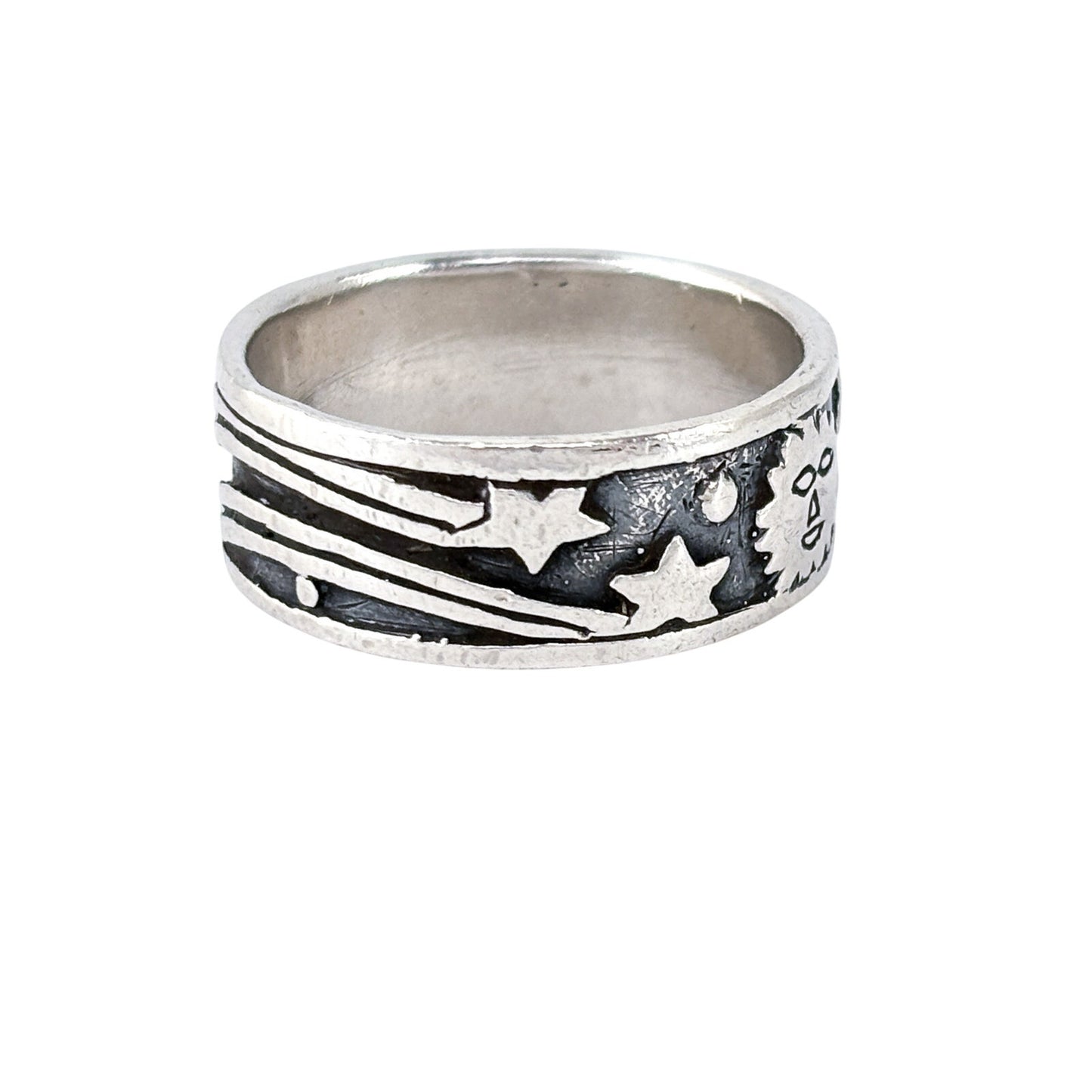 Vintage Sterling Silver 925 Celestial Sun Moon Stars Ring Size 10.75