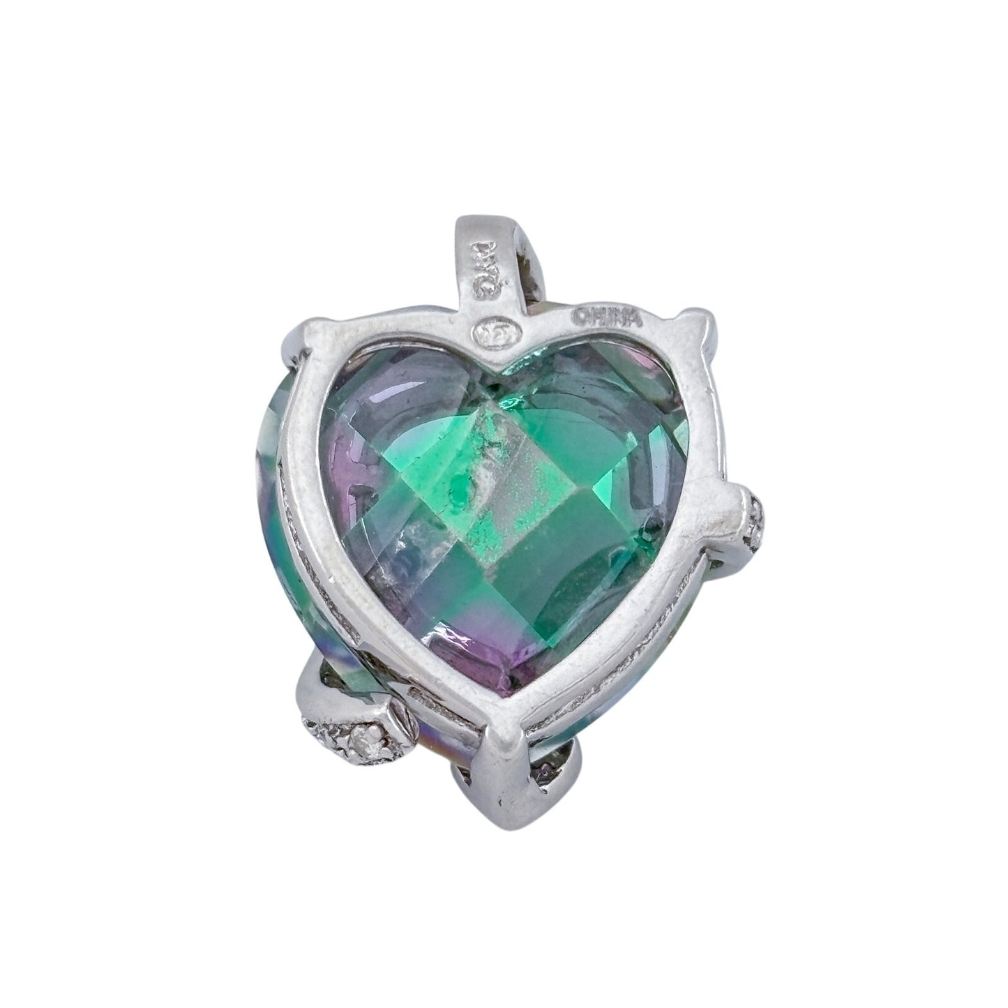 Vintage Sterling Silver 925 Mystic Quartz Heart Pendant