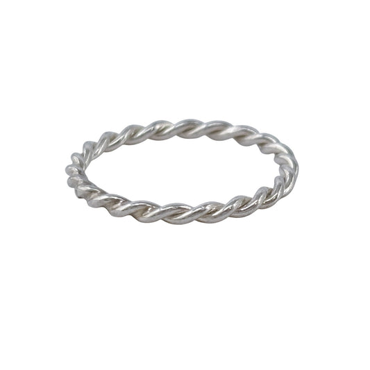 Vintage Sterling Silver 925 Twisted Rope Band Ring Size 3