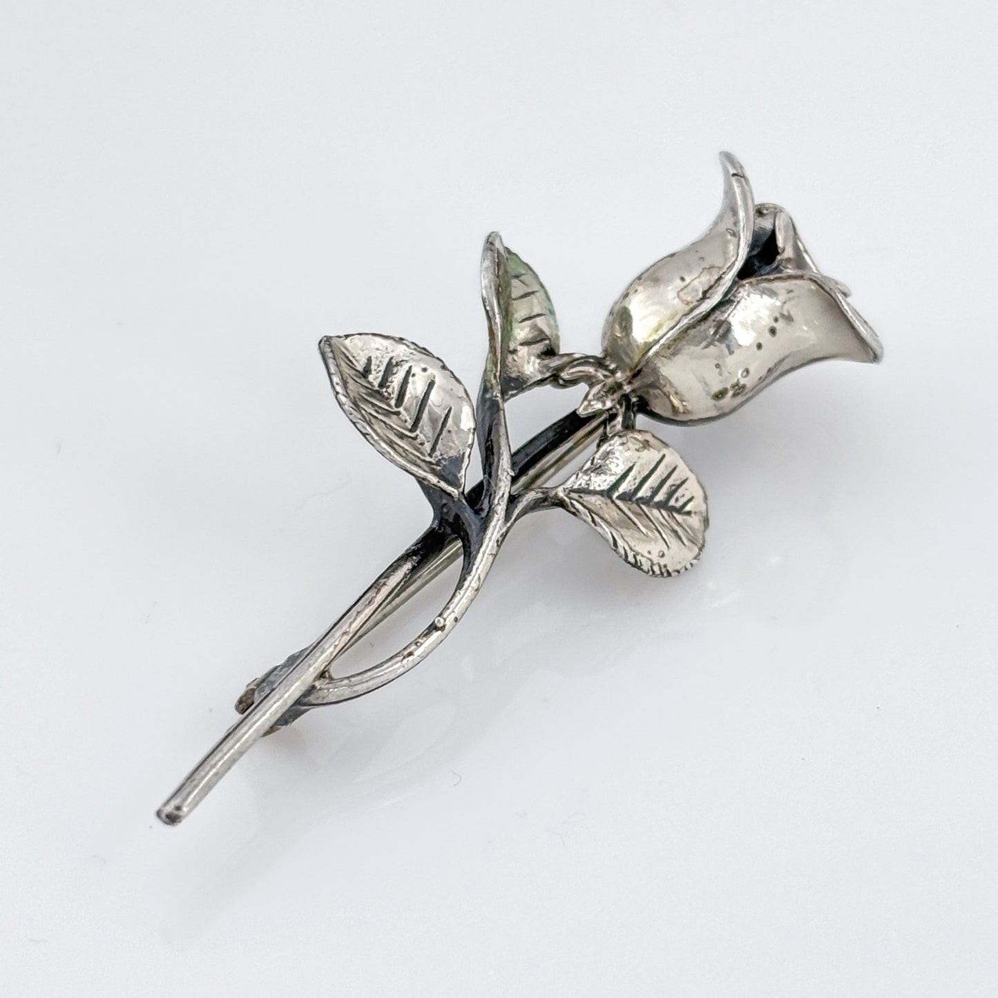 Vintage Sterling Silver 925 Rose Brooch