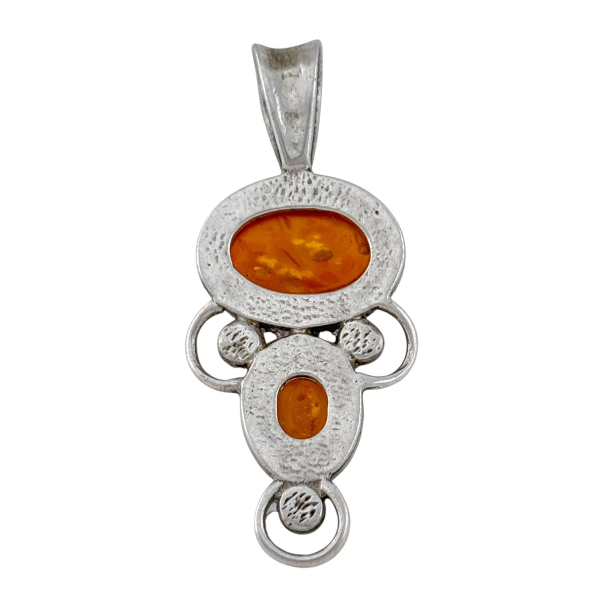 Vintage Sterling Silver 925 Double Amber Cabochon Pendant