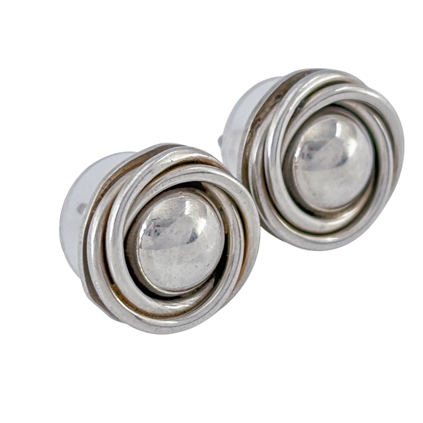 Vintage Sterling Silver 925 Swirl Stud Earrings