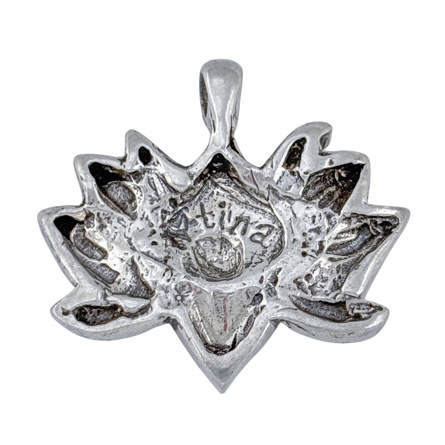 Vintage Sterling Silver 925 Lotus Flower Pendant
