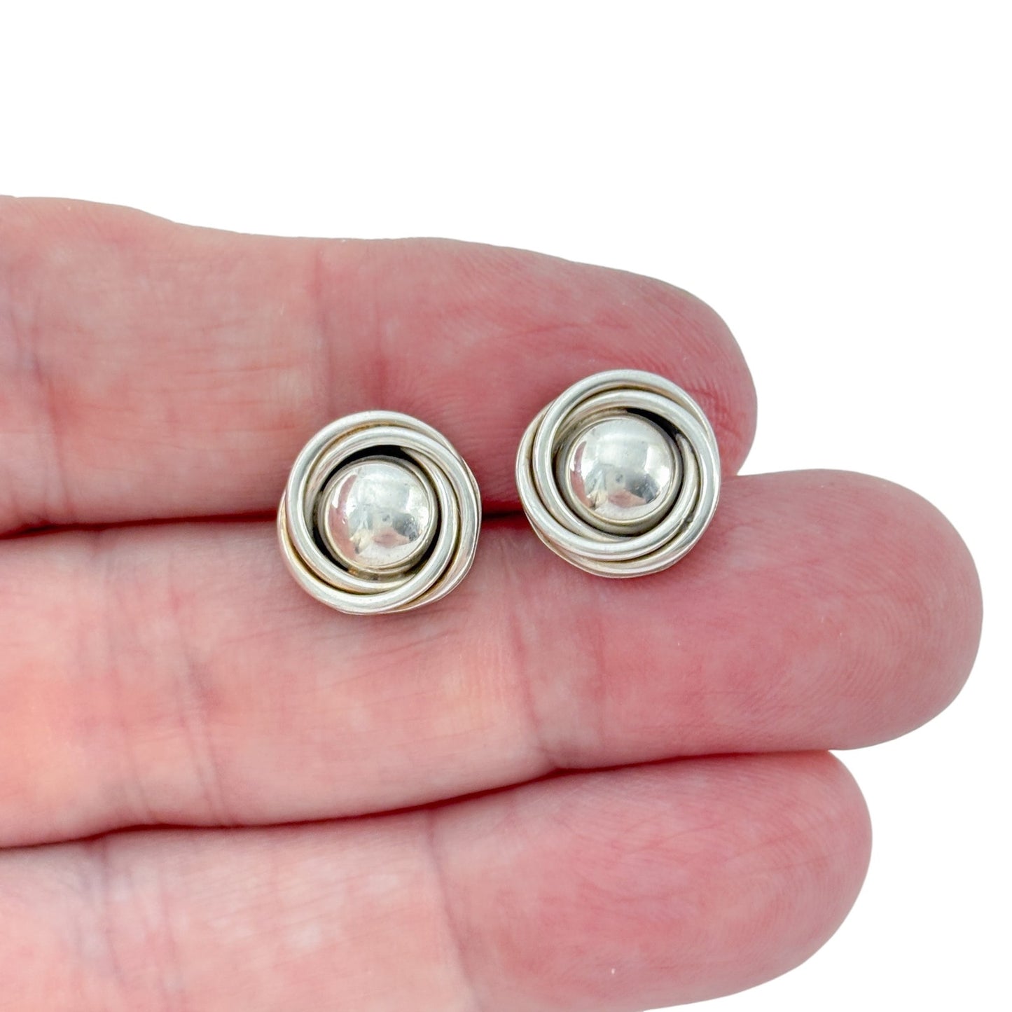 Vintage Sterling Silver 925 Swirl Stud Earrings