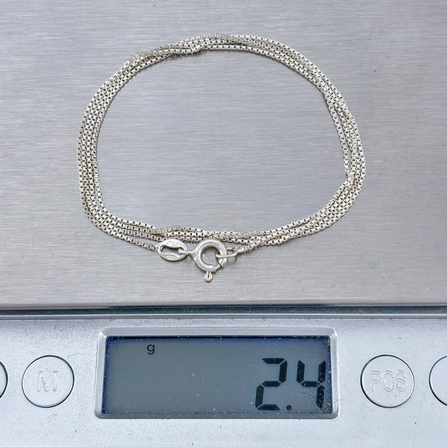 Vintage Sterling Silver 925 Box Link Chain Necklace 24"
