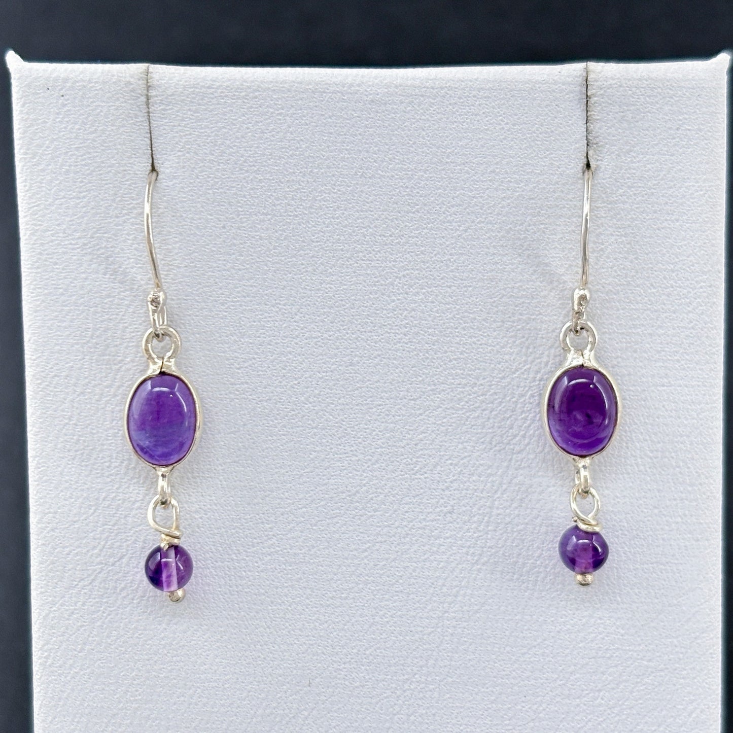 Estate Sterling Silver 925 Amethyst Dangle Earrings