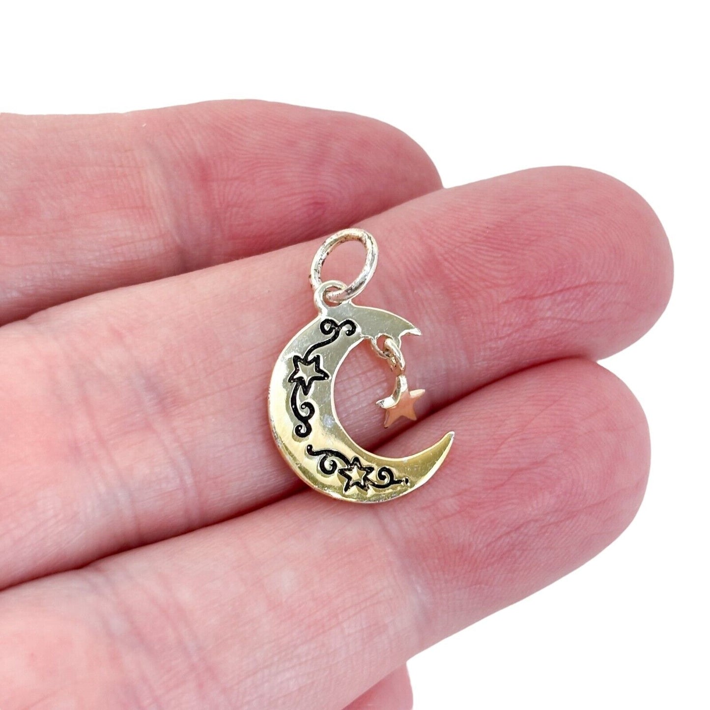 Vintage Gold-Tone Sterling Silver 925 "I Love You To The Moon And Back" Pendant
