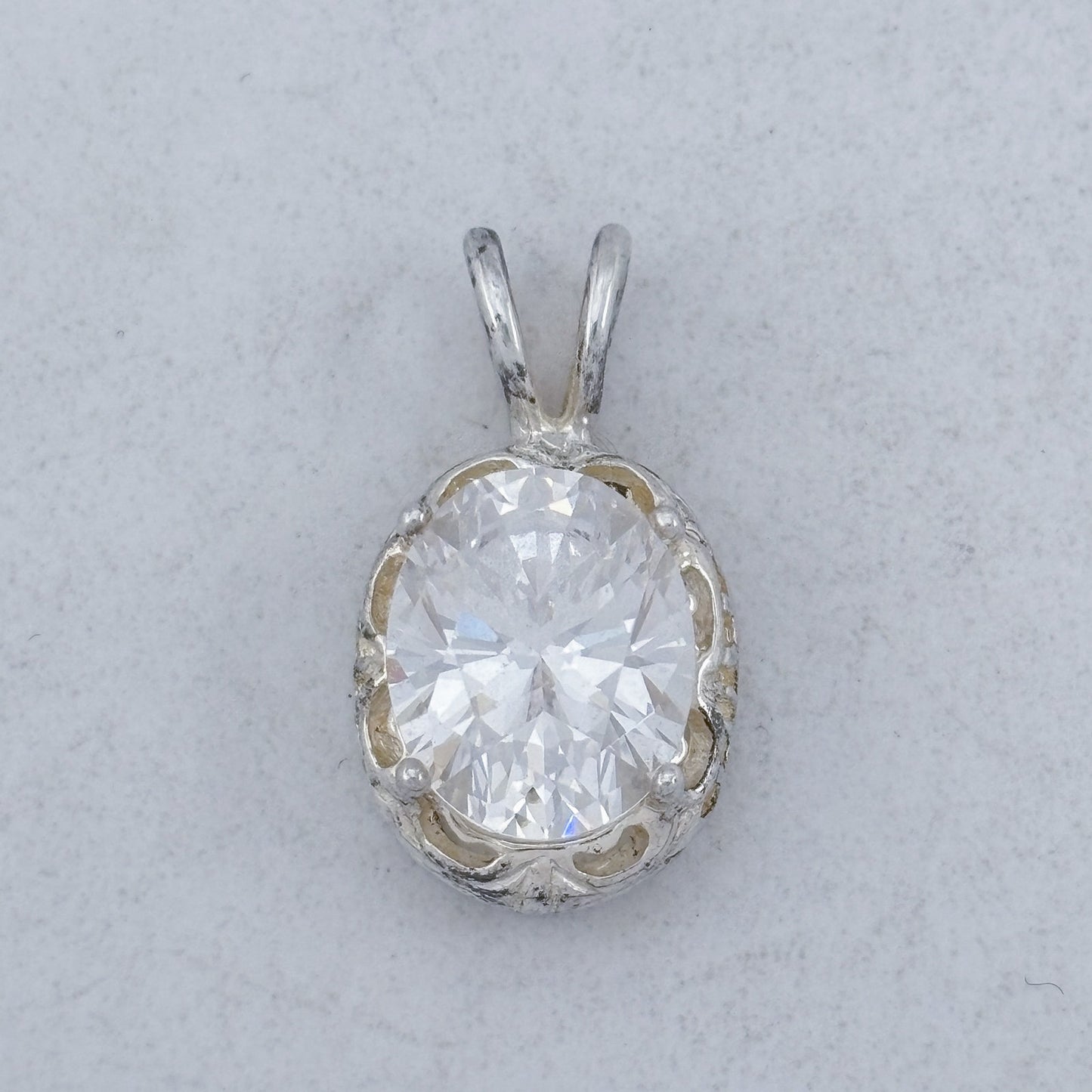 Vintage Sterling Silver 925 Cubic Zirconia Pendant