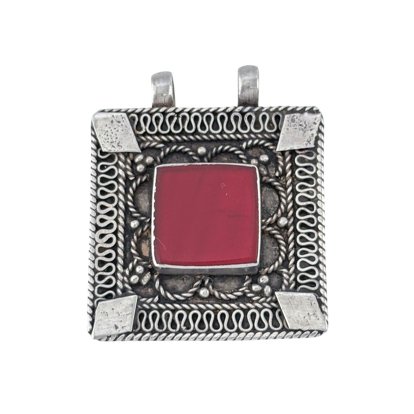 Vintage Kuchi Sterling Silver 925 Carnelian Pendant