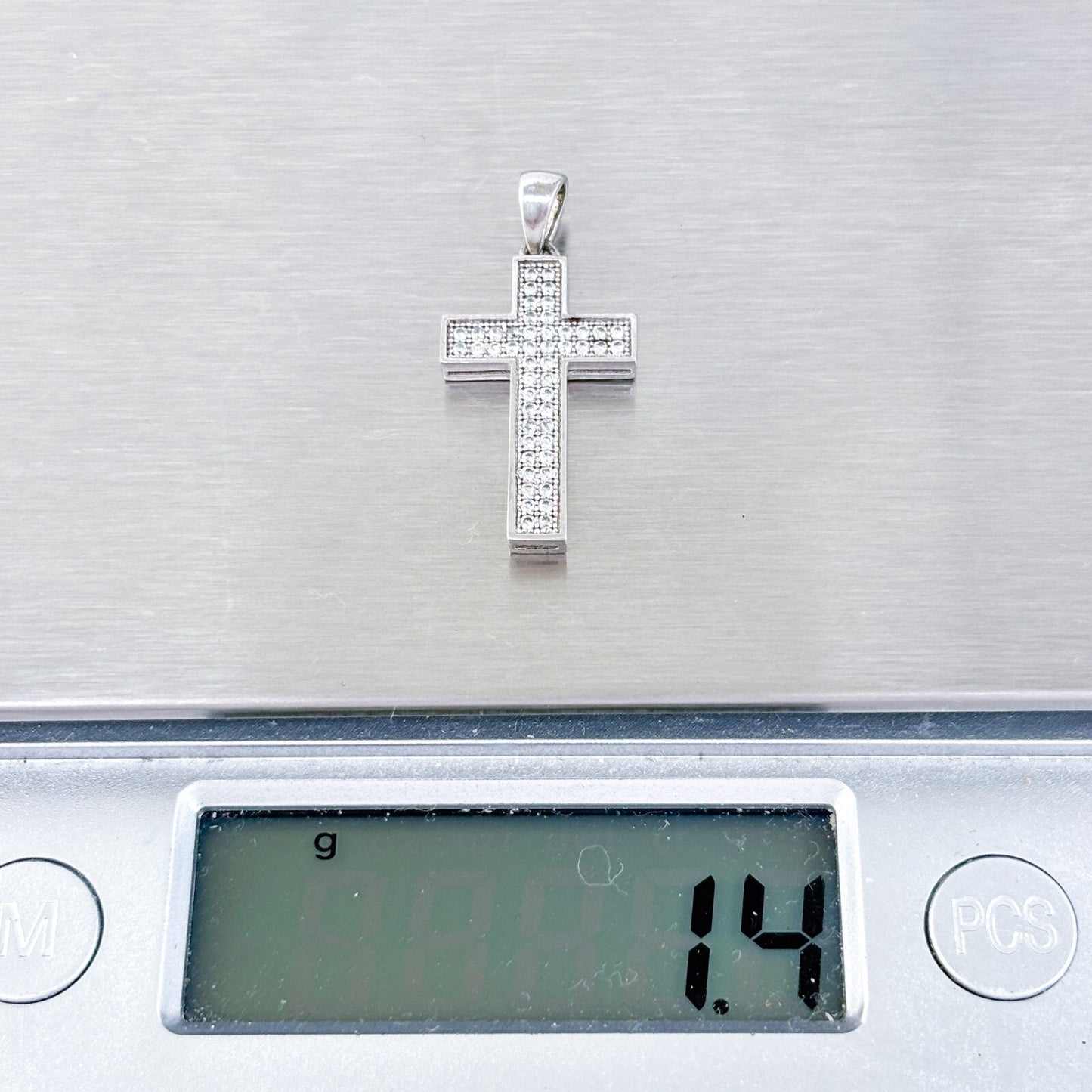 Vintage Sterling Silver 925 Cubic Zirconia Cross Pendant