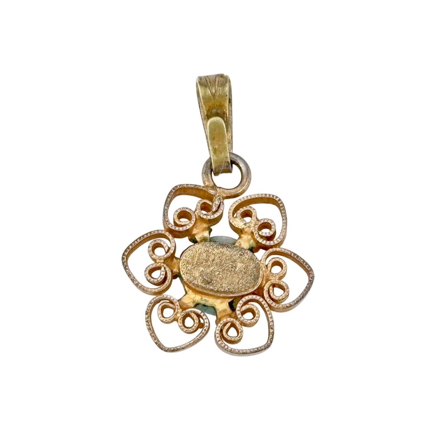 Vintage 14K Gold Filled Opal Flower Pendant