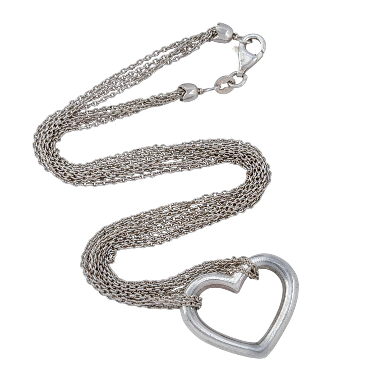 Vintage Sterling Silver 925 Heart Pendant Necklace 16"