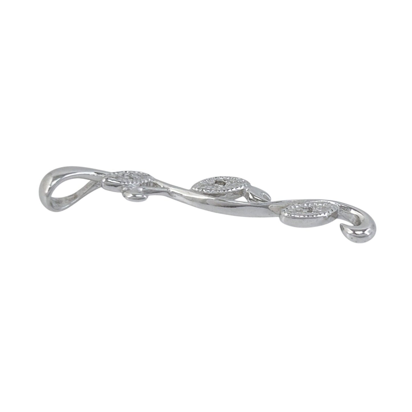 Vintage Sterling Silver 925 Diamond 0.03ctw Leaf Pendant