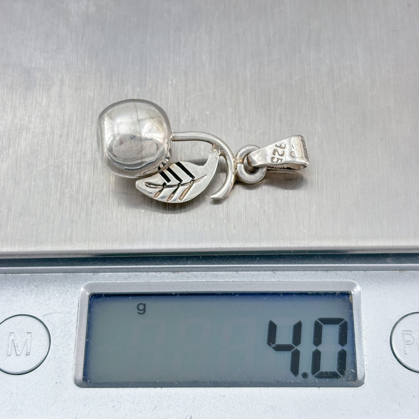 Vintage Sterling Silver 925 Cherry Pendant