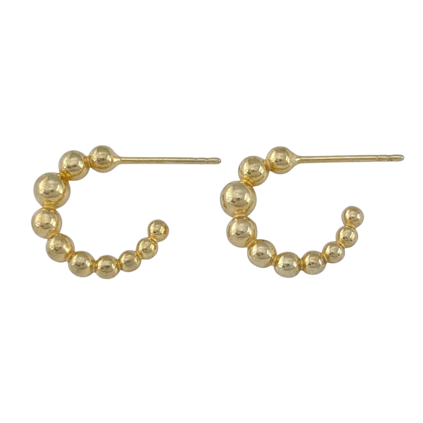 Vintage Gold-Tone Sterling Silver 925 Beaded Hoop Earrings