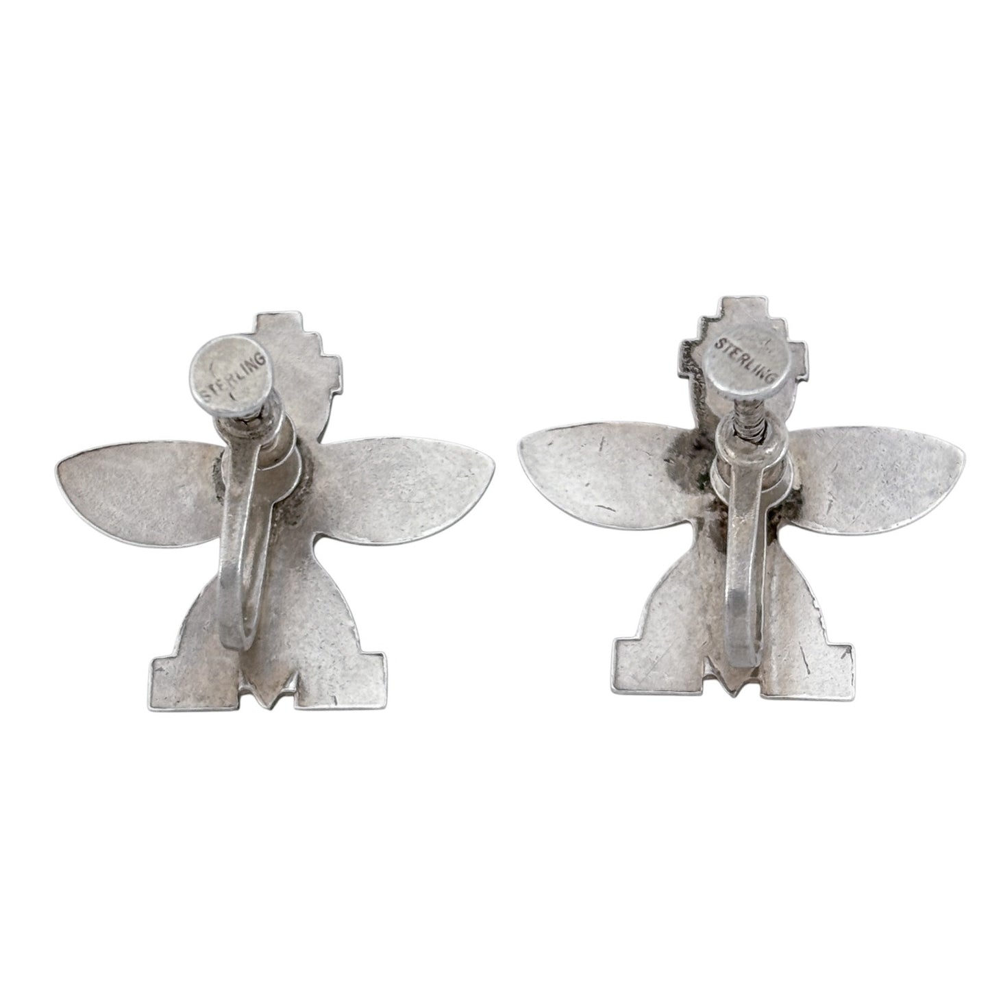 Vintage Sterling Silver 925 Zuni Knifewing Screwback Earrings