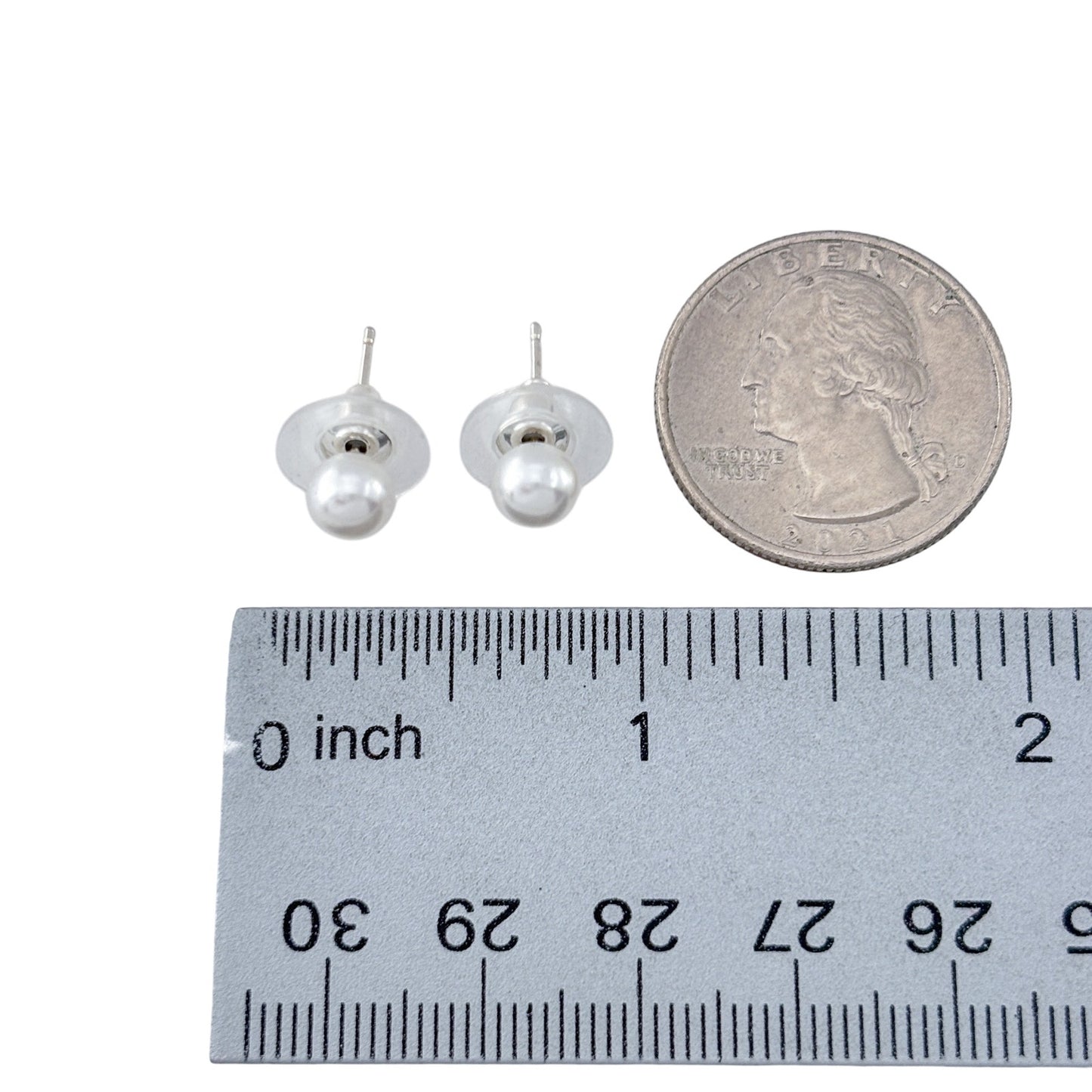 Vintage Sterling Silver 925 Imitation Pearl Stud Earrings