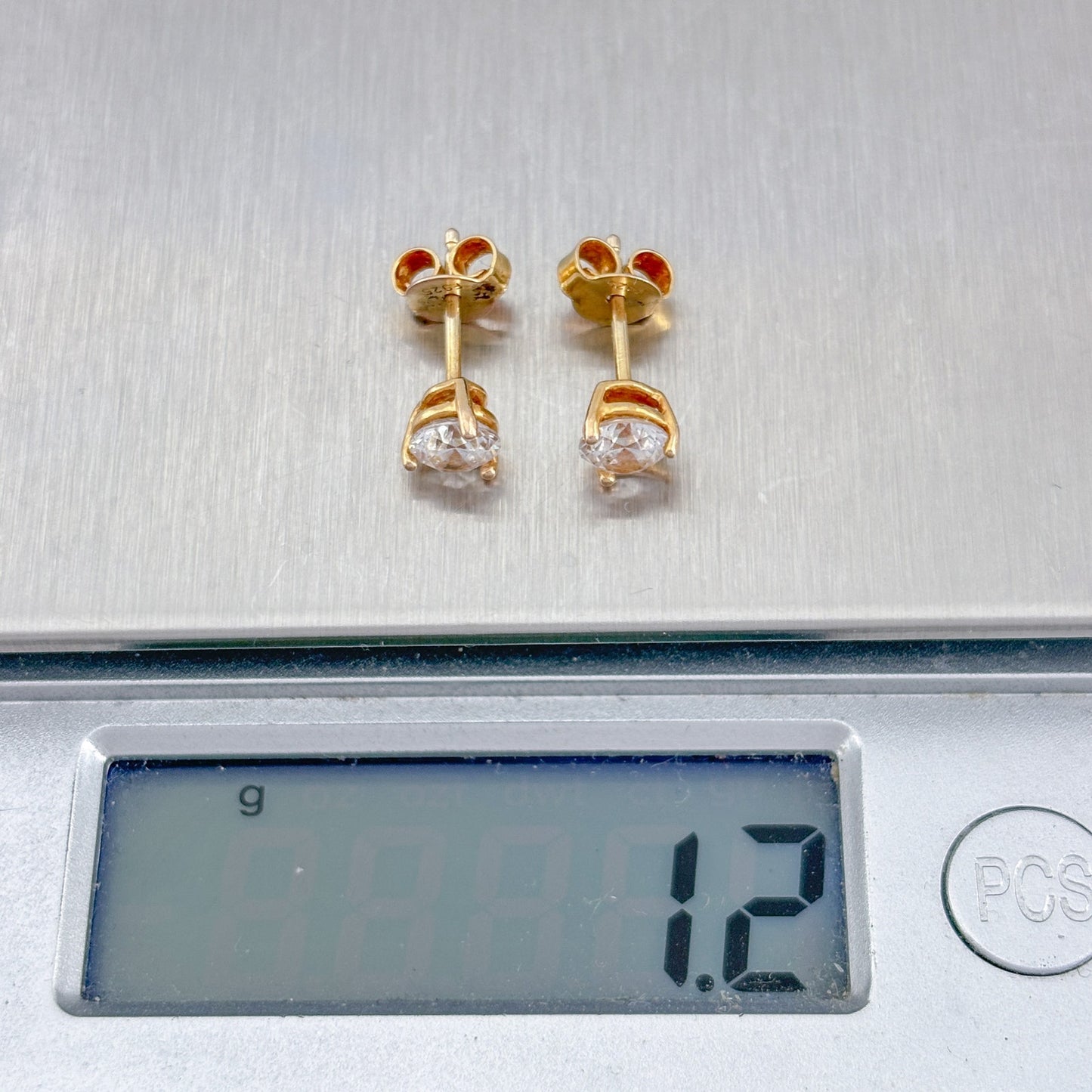 Vintage Sterling Silver 925 Cubic Zirconia Stud Earrings