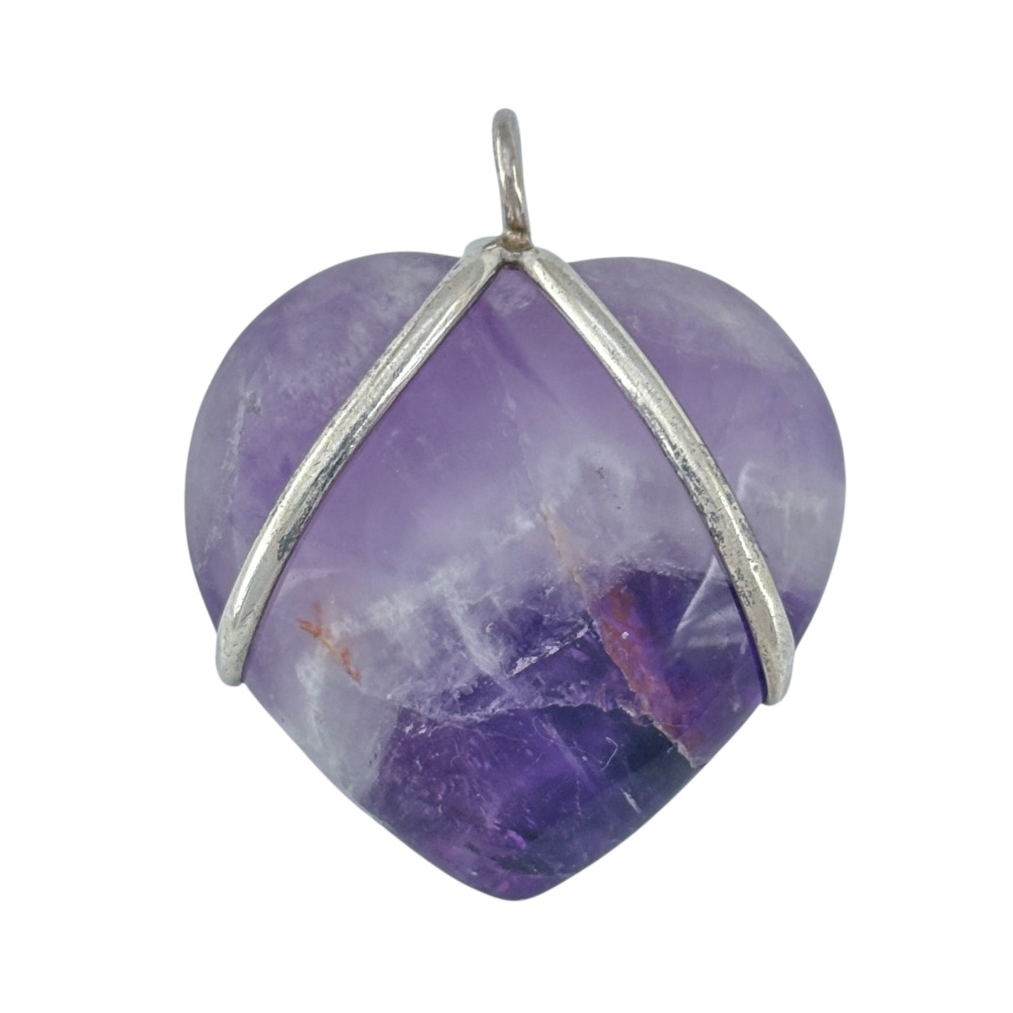 Vintage Sterling Silver 925 Amethyst Heart Pendant