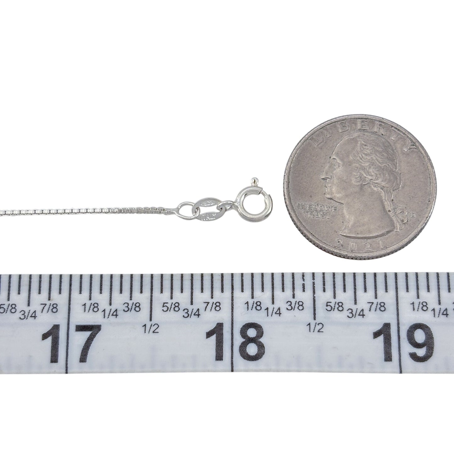 Vintage Italy Sterling Silver 925 Box Chain Necklace 18"