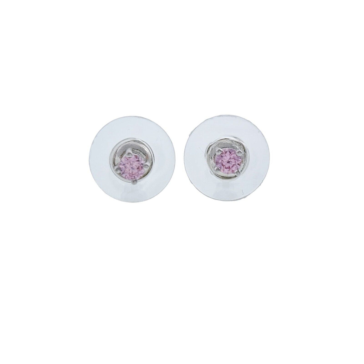 Vintage Sterling Silver 925 Pink Cubic Zirconia Stud Earrings