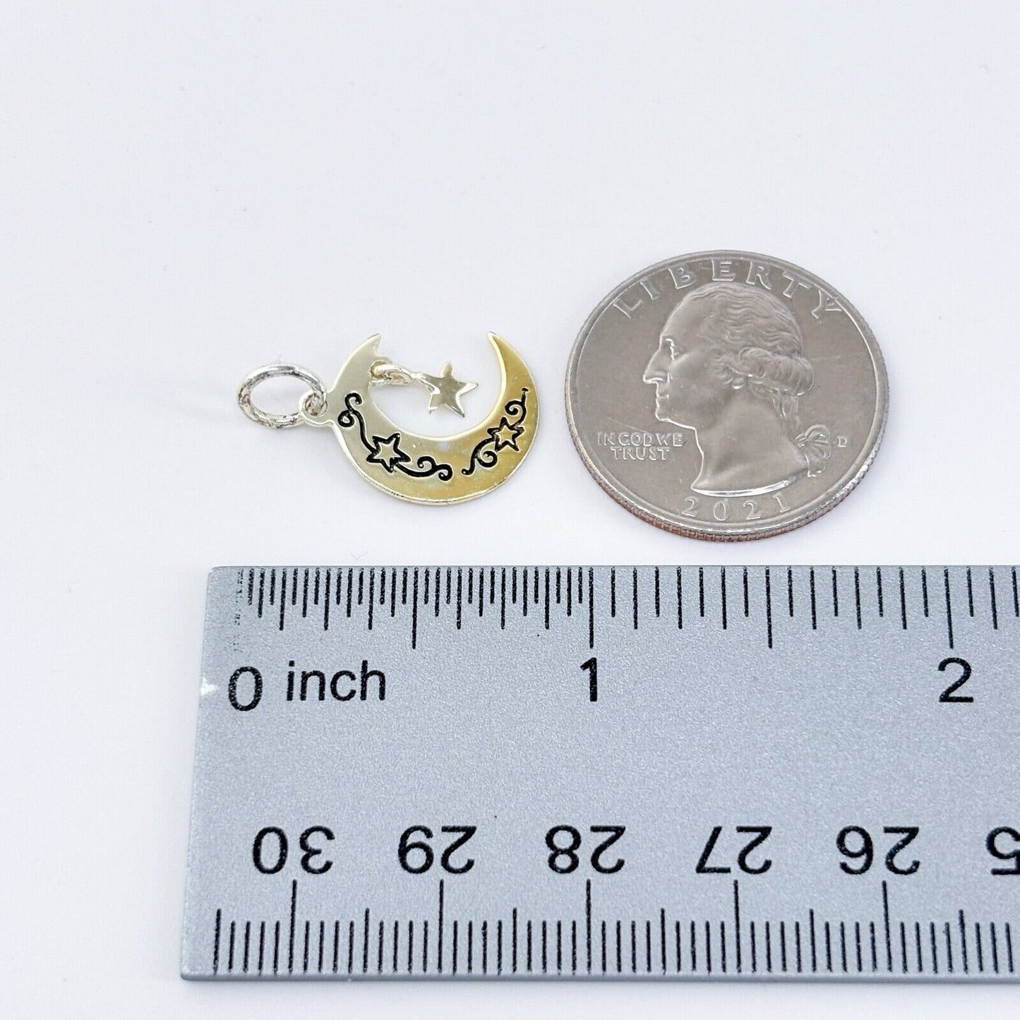 Vintage Gold-Tone Sterling Silver 925 "I Love You To The Moon And Back" Pendant