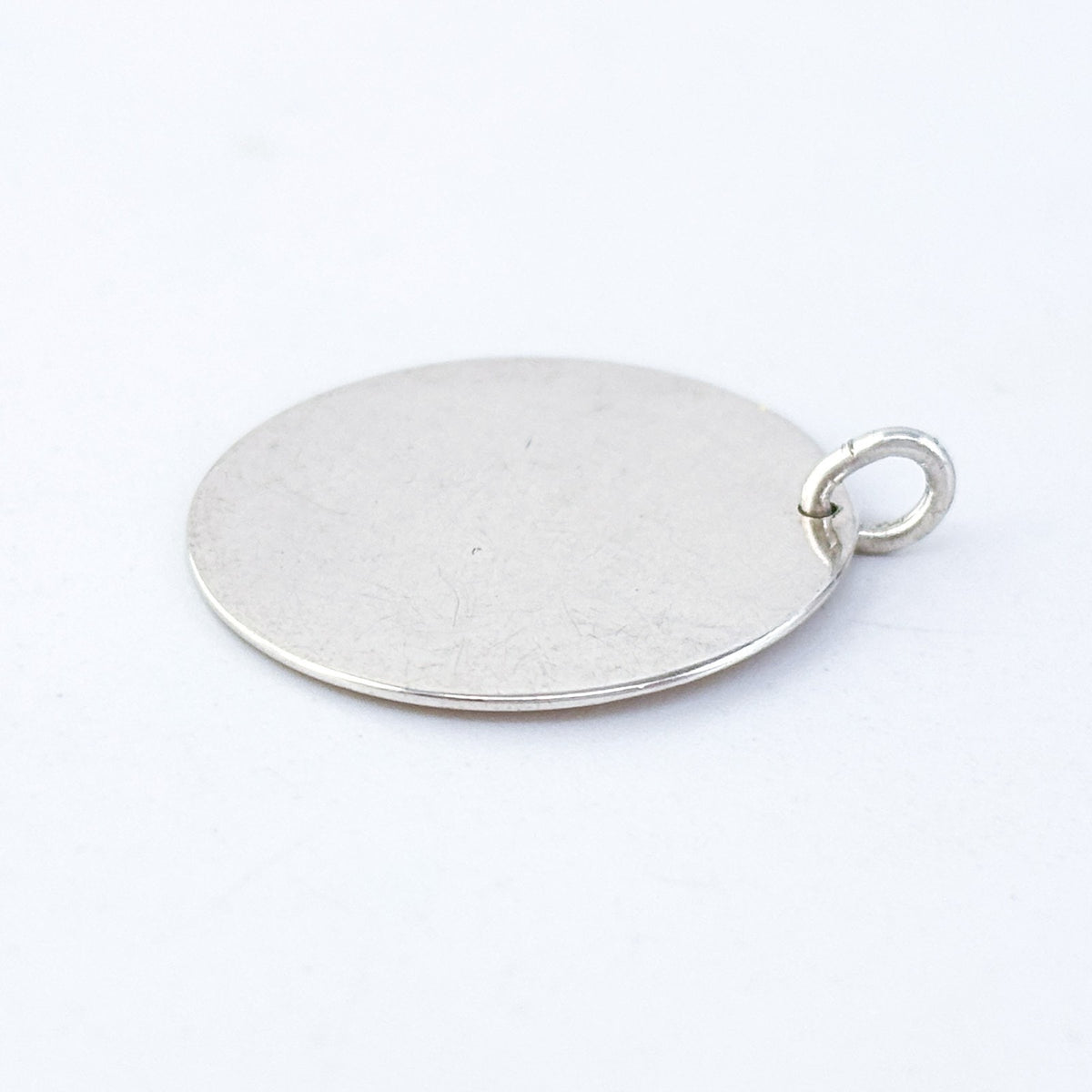 Vintage Silver Tone 2cm Blank Round Disc Pendant