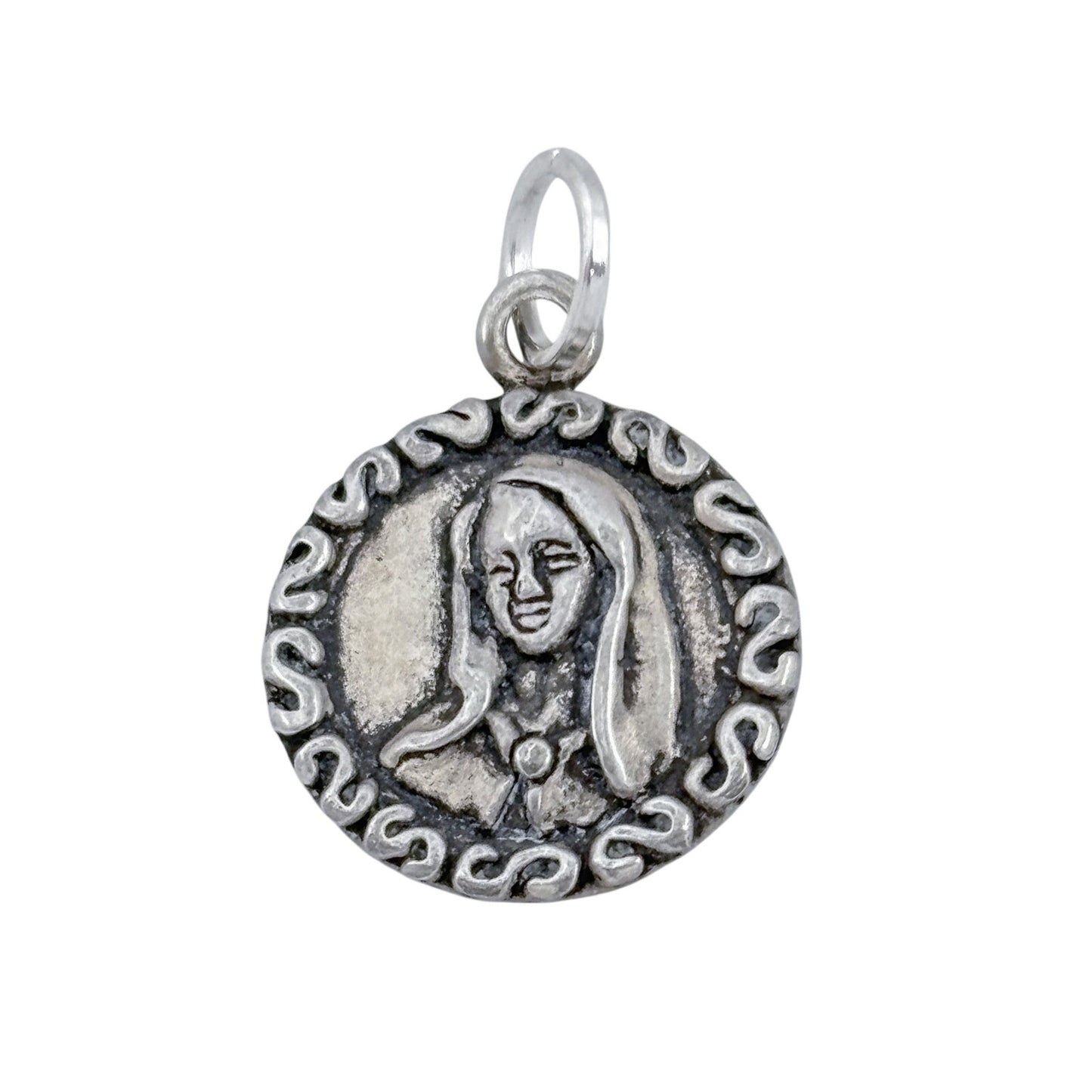 Vintage Sterling Silver 925 Virgin Mary Medal Pendant