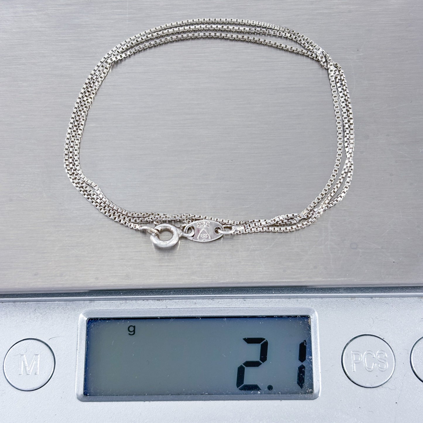 Vintage Italian Sterling Silver 925 Box Link Chain Necklace 18"