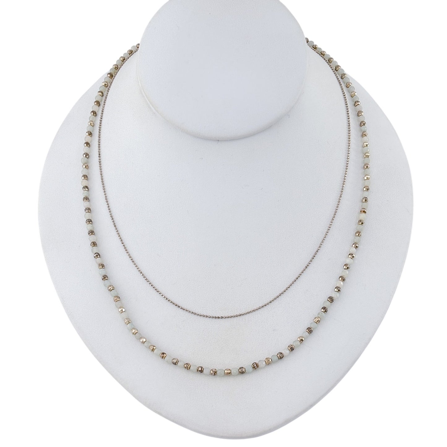 Vintage Sterling Silver 925 Bead Double Strand Necklace 16"-18"