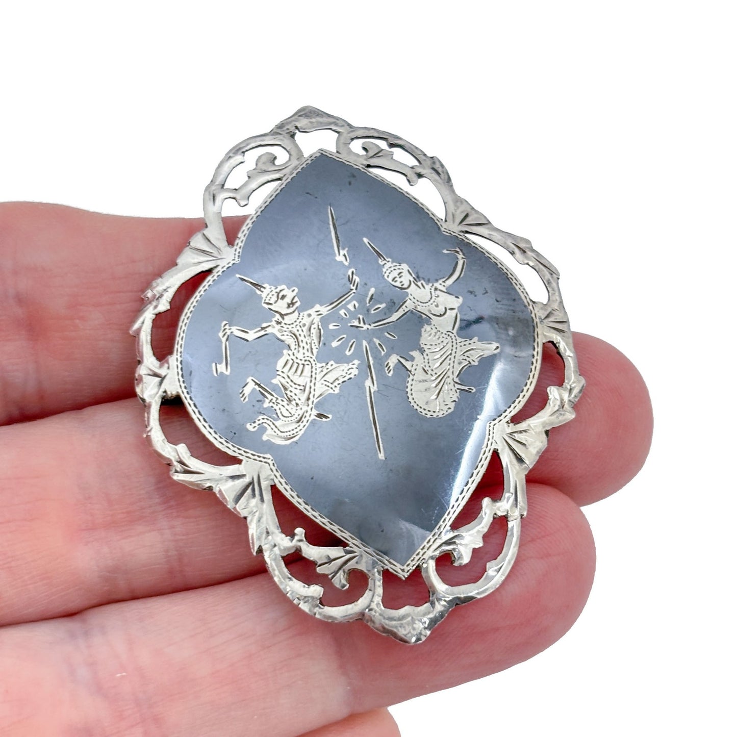 Vintage Sterling Silver 925 Thai Dancer Brooch
