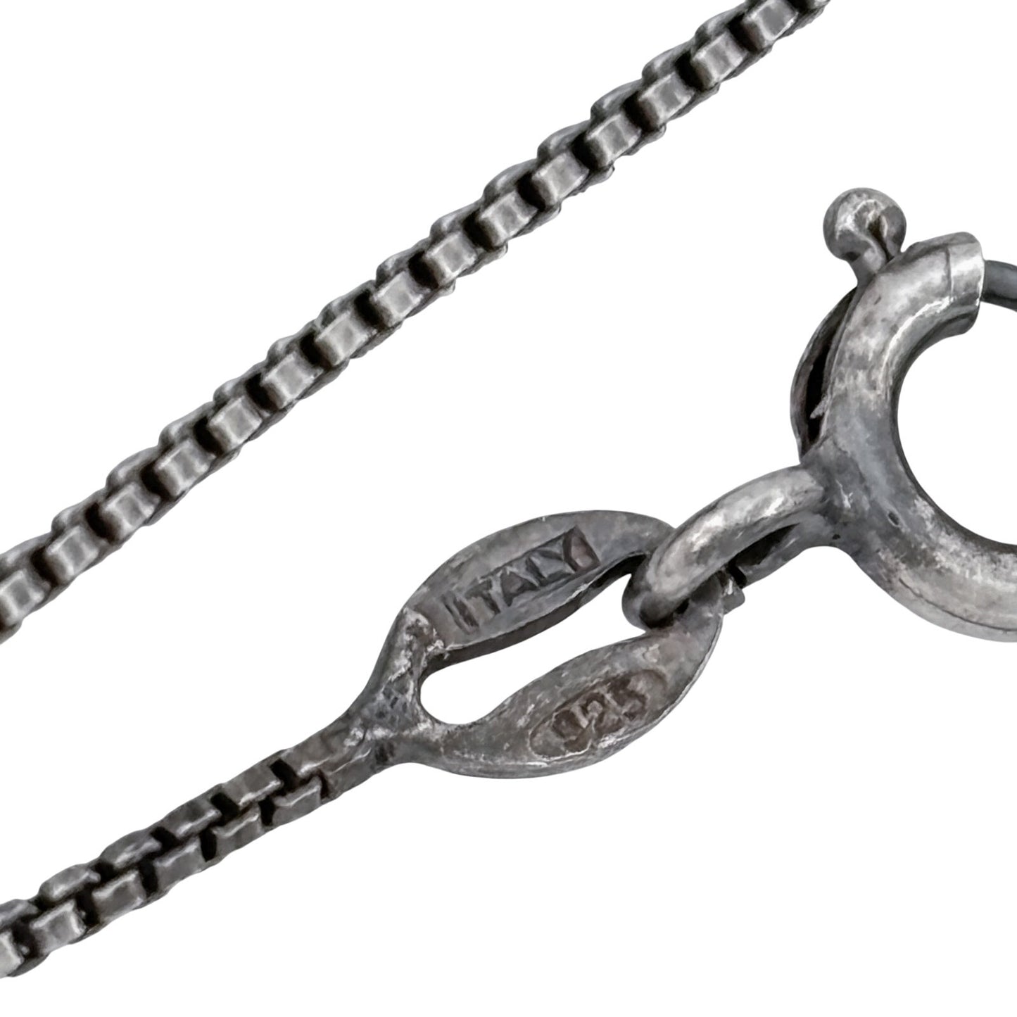 Vintage Italy Sterling Silver 925 Box Link Chain Necklace 18"