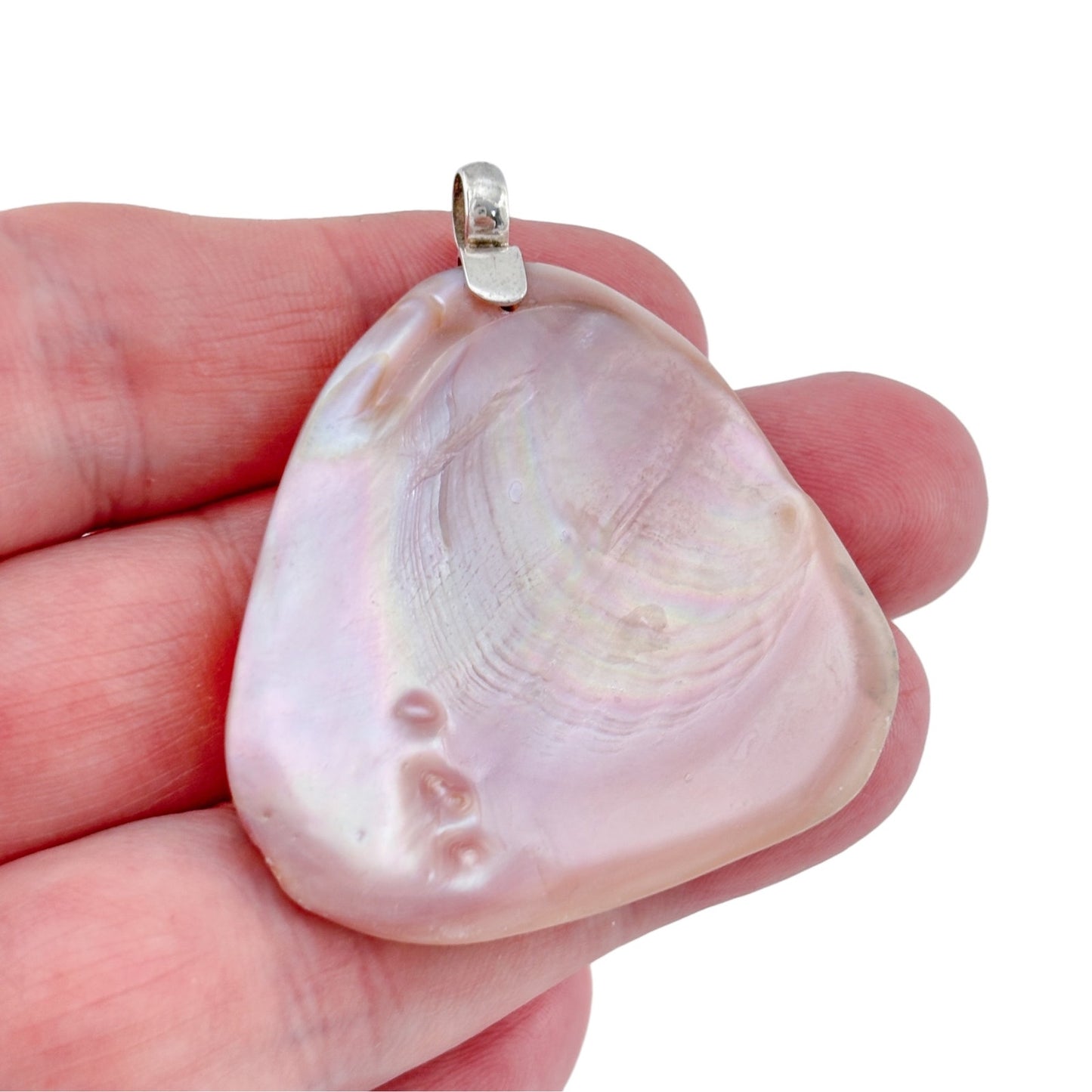 Vintage Sterling Silver 925 Pink Shell Pendant