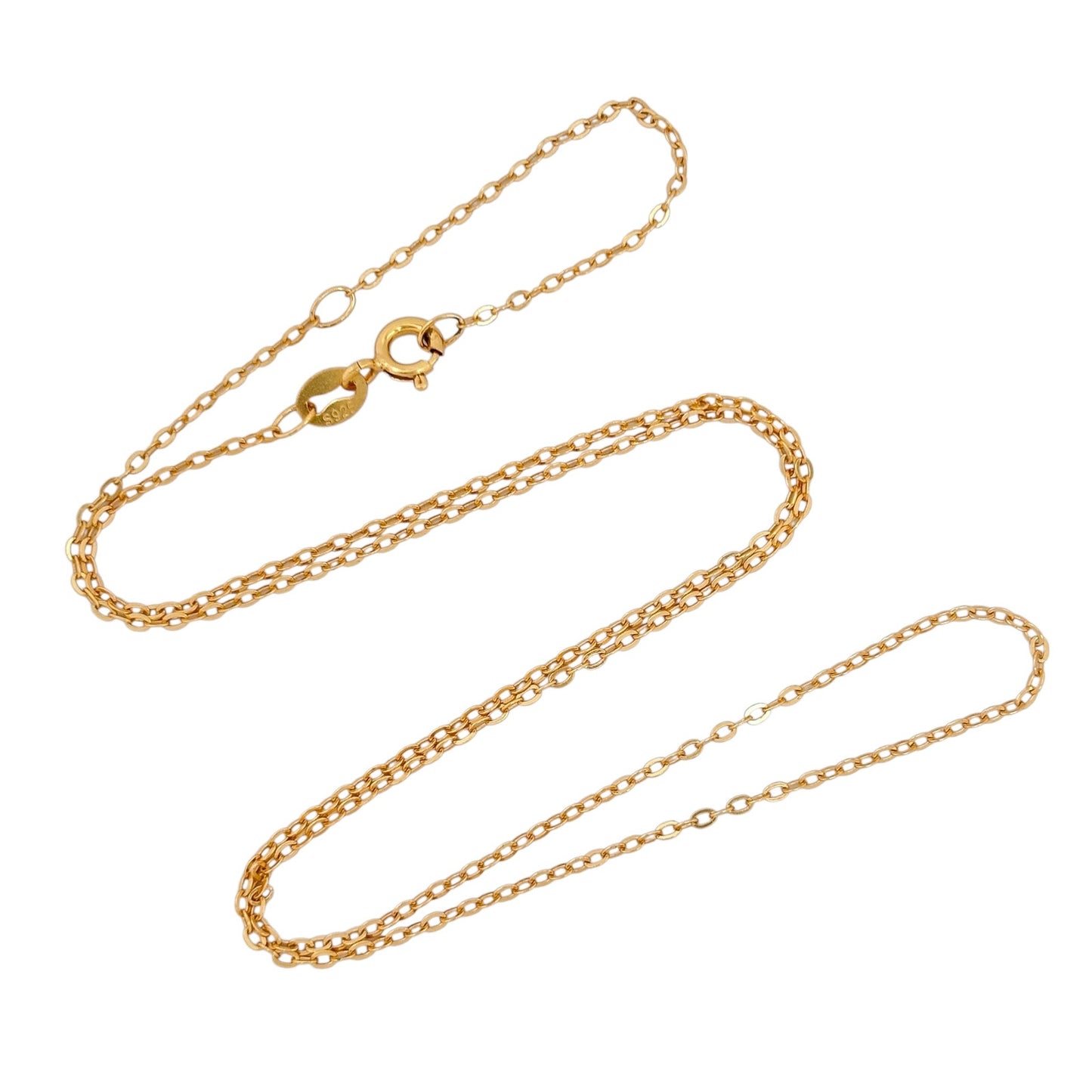 Vintage Gold-Tone Sterling Silver 925 Cable Link Chain Necklace 16"-18.5"