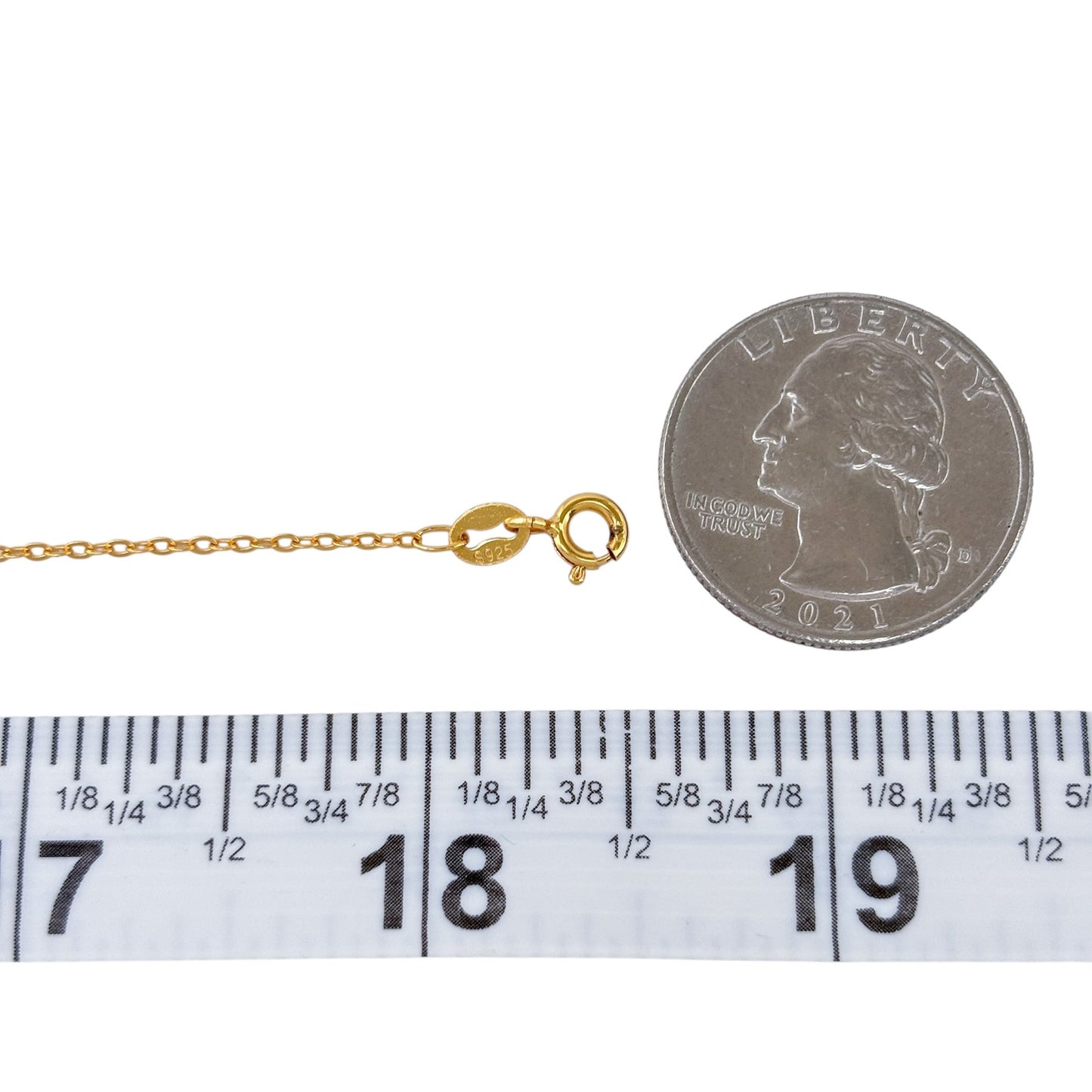 Vintage Gold-Tone Sterling Silver 925 Cable Link Chain Necklace 16"-18.5"