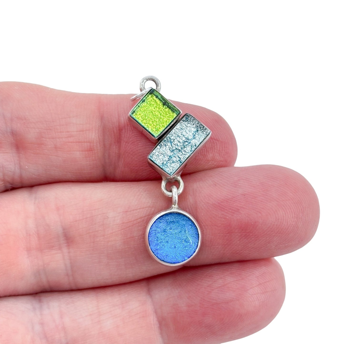 Vintage Sterling Silver 925 Dichroic Glass Pendant