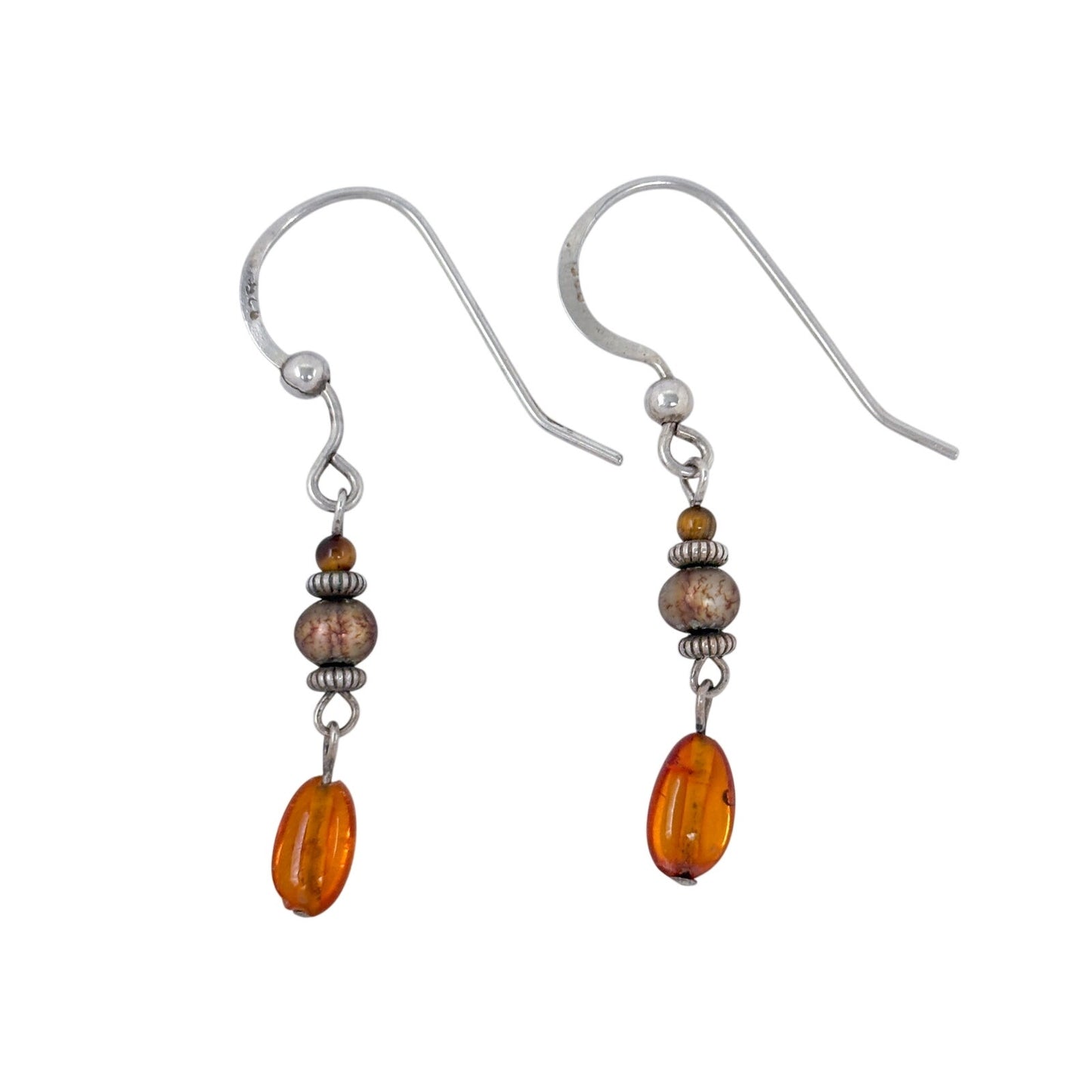 Vintage Sterling Silver 925 Citrine Drop Earrings