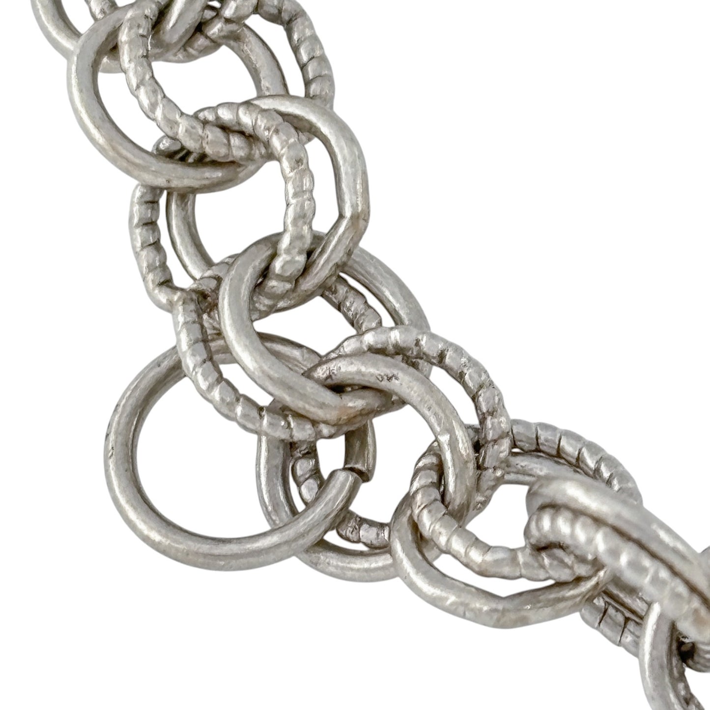 Vintage Sterling Silver 925 Round Link Charm Bracelet 7.5"