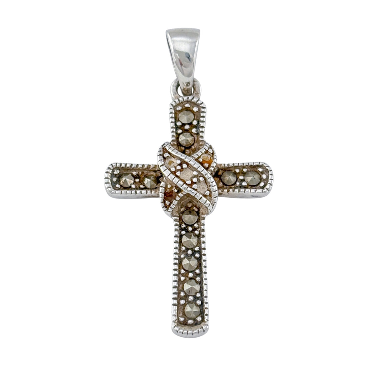 Vintage Sterling Silver 925 Marcasite Cross Pendant