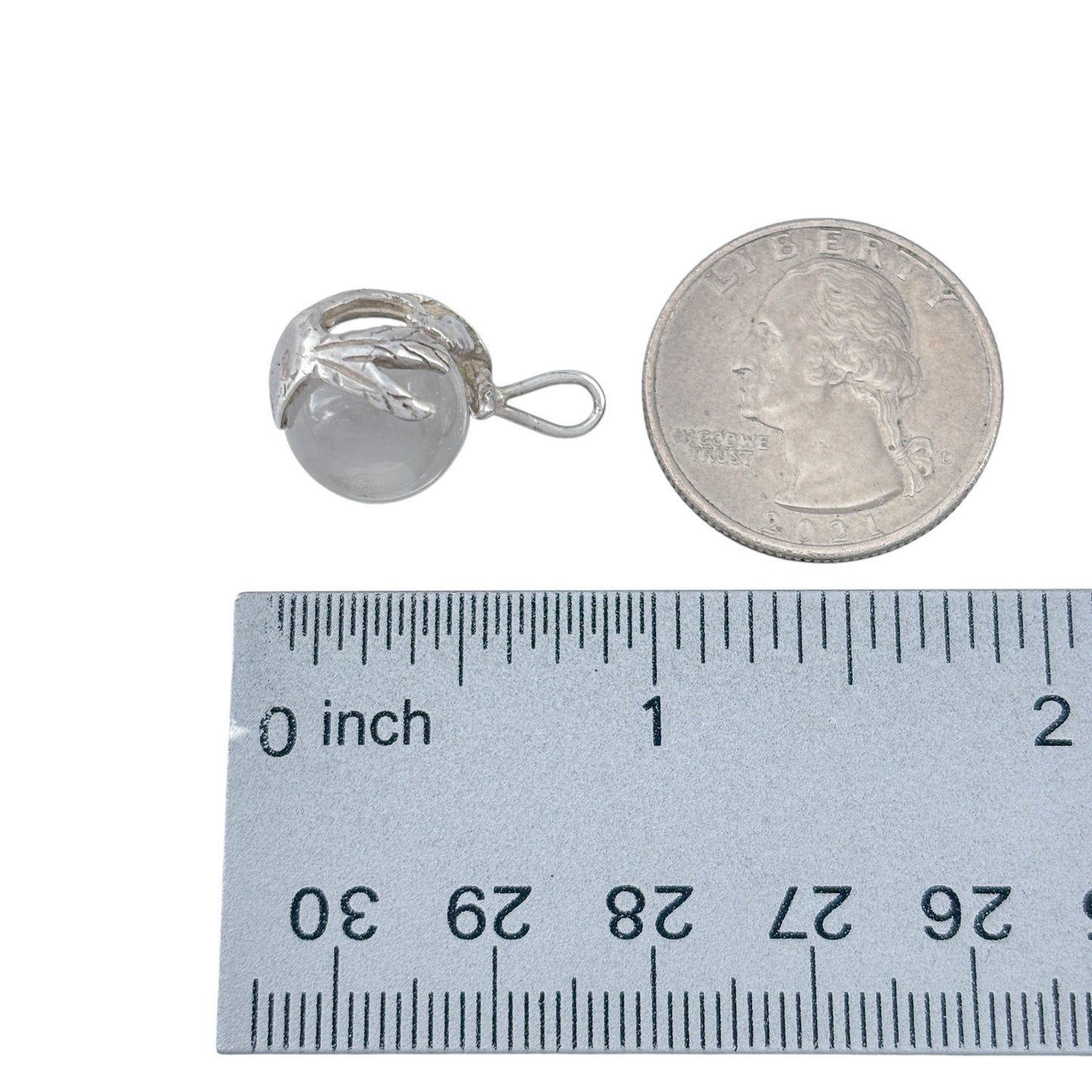 Vintage Sterling Silver 925 Turtle Quartz Marble Pendant