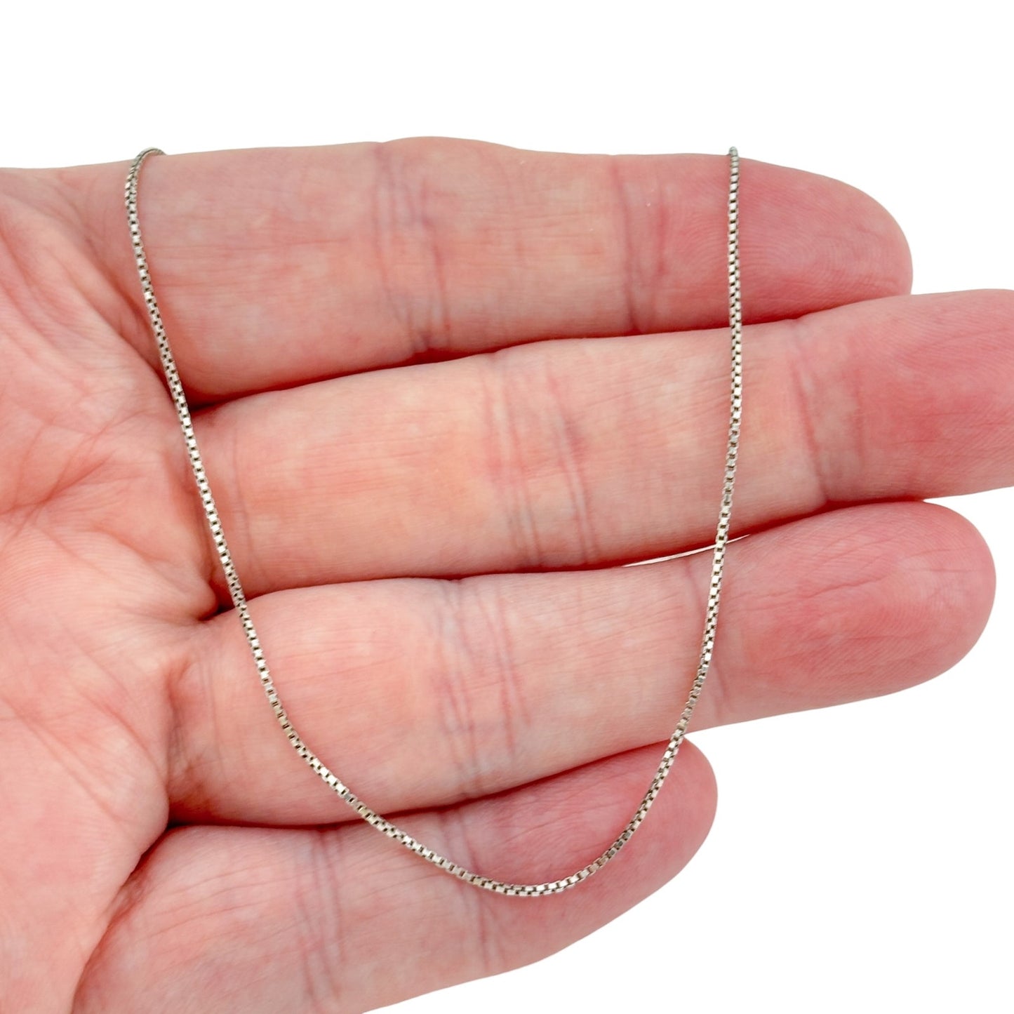 Vintage Italian Sterling Silver 925 Box Chain Necklace 18"