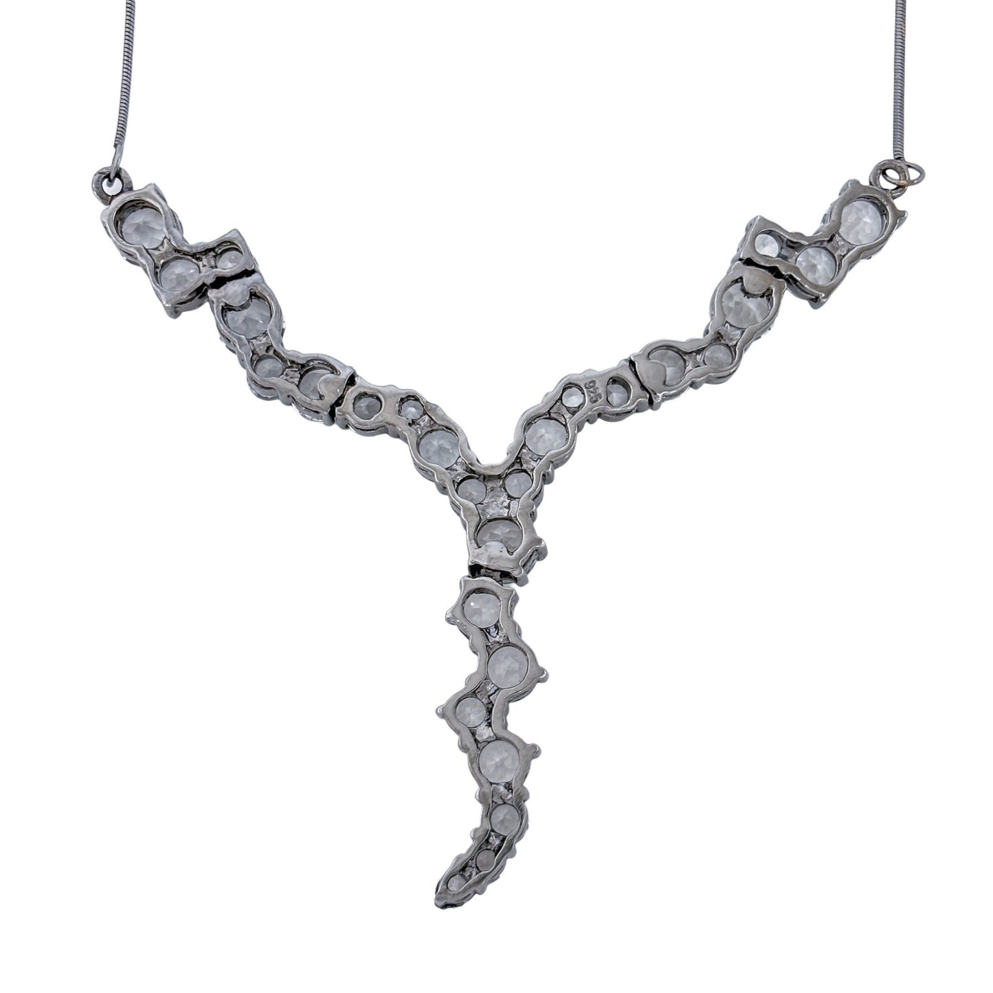 Vintage Sterling Silver 925 White Topaz Y Necklace 20"