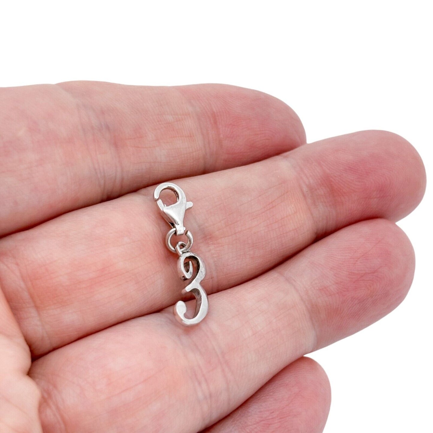 Sterling Silver 925 Letter "3" Charm Pendant