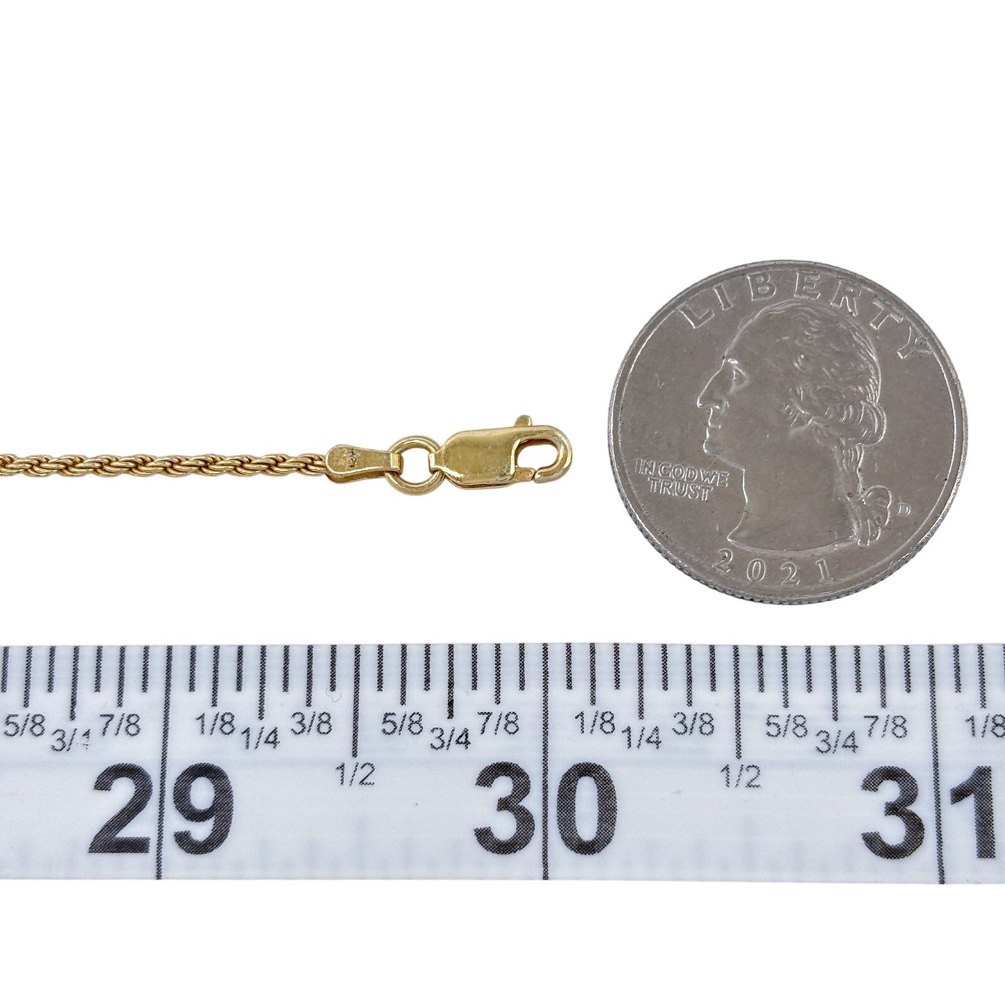 Vintage Italy Gold-Tone Sterling Silver 925 Rope Link Chain Necklace 30"