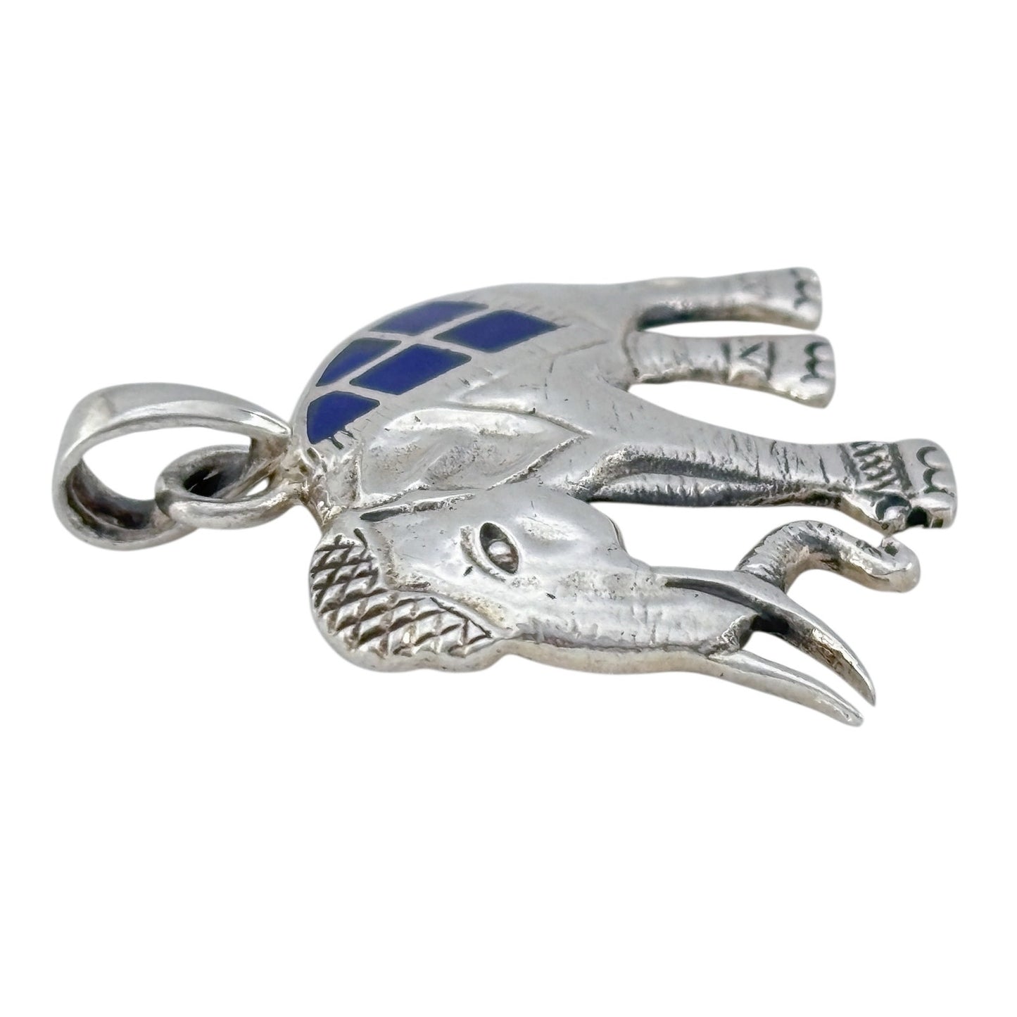 Vintage Sterling Silver 925 Lapis Lazuli Elephant Pendant