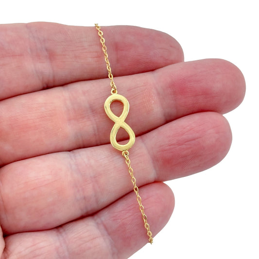 Vintage Gold-Tone Sterling Silver 925 Infinity Symbol Bracelet 6", 6.5", 7"