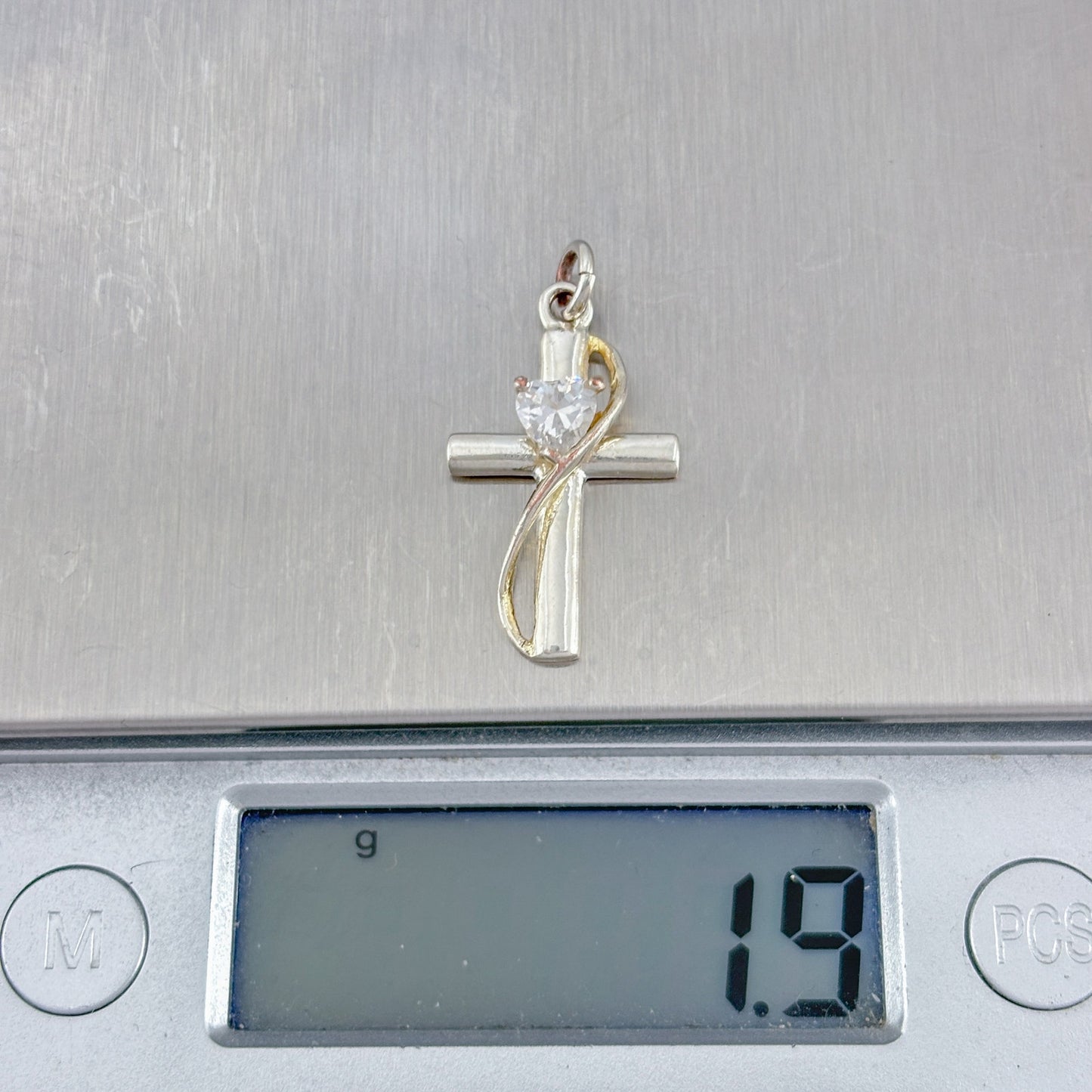 Vintage Silver Plated Faith Hope Love Cross Pendant