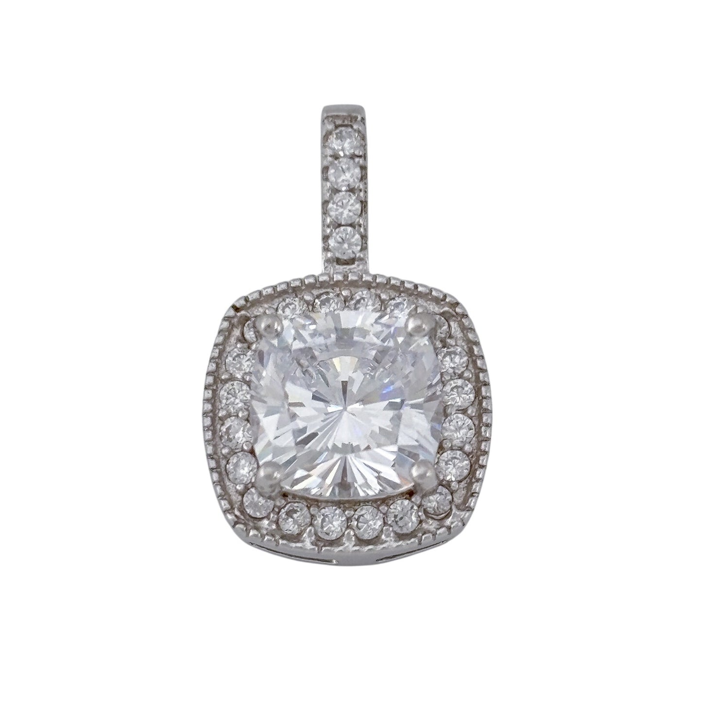 Vintage Sterling Silver 925 Cubic Zirconia Halo Pendant