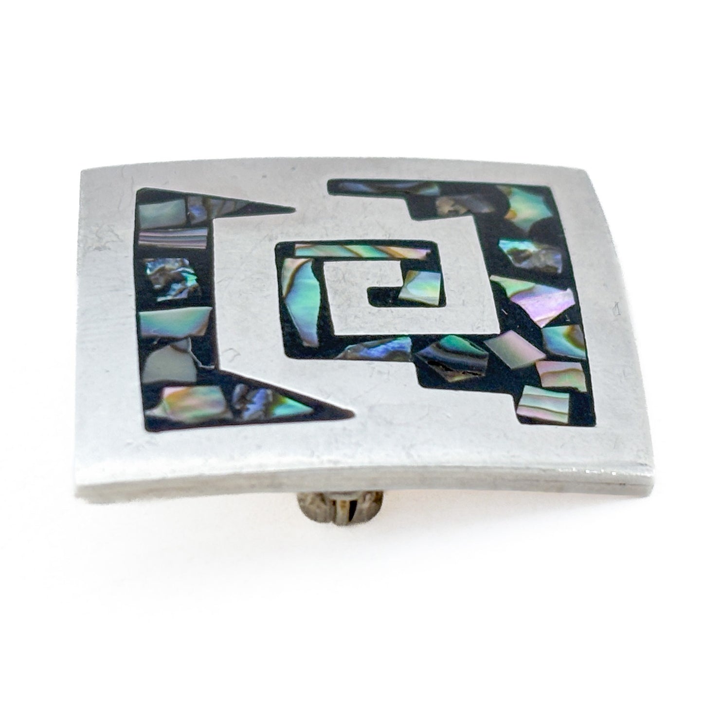 Vintage Mexican Taxco Sterling Silver 925 Abalone Geometric Brooch